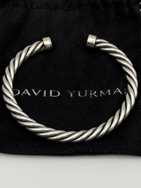 David Yurman Sterling Silver Black Onyx 6mm Cable Cuff Bracelet